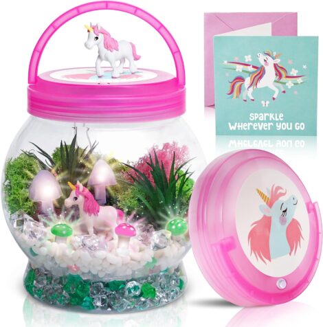 Amitié Lane Unicorn Terrarium Kit: Create Your Own Unicorn Night Light for Girls