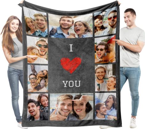 Custom Photo Blanket: Personalized Couple Gift for Birthday, Anniversary (76x100cm)