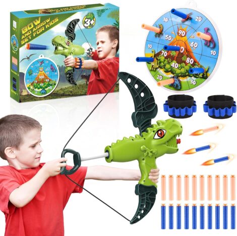 Boys Dinosaur Bow and Arrow Set: Age 4-8, Perfect Christmas Gifts for Kids.