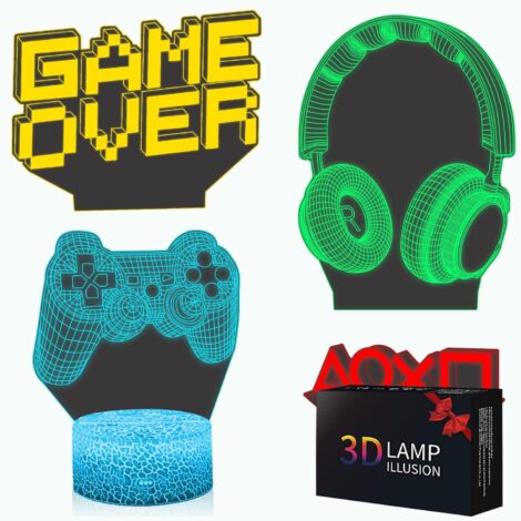 Multifunctional Gaming Gift for Boys: Moodlamp, Night Light, Playstation Light. 16 Colors with Remote Control. Ideal Gamer Gift.