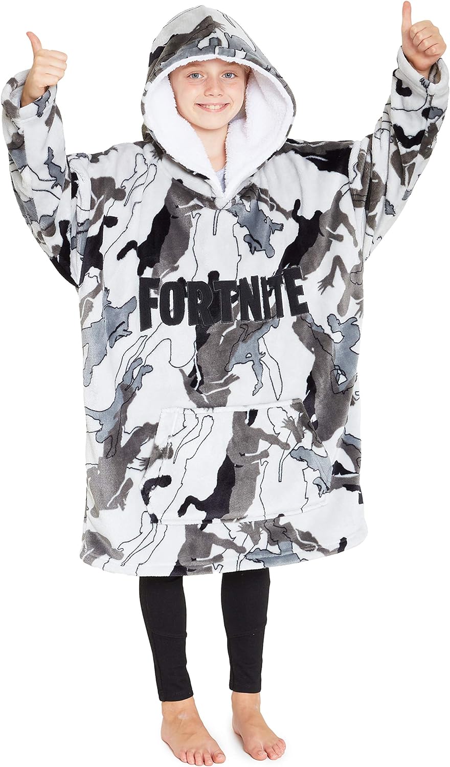 Fortnite Hoodie for Boys, Oversized Hoodie Sweatshirt Blanket, Super Soft Fleece Dressing Gown, Warm Comfortable Hooded Robe, Gifts for Gamers Boys Girls Teens 7-14 Years