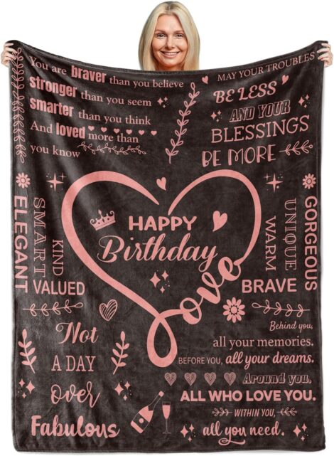 50″ X 60″ Rose Gold Birthday Blanket – Perfect Gift Idea for Women, Wife, Mom