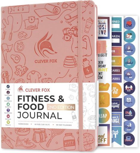 Clever Fox Fitness Journal – Nutrition, Workout Planner for Women & Men, Undated, A5, Hardcover (Pink)