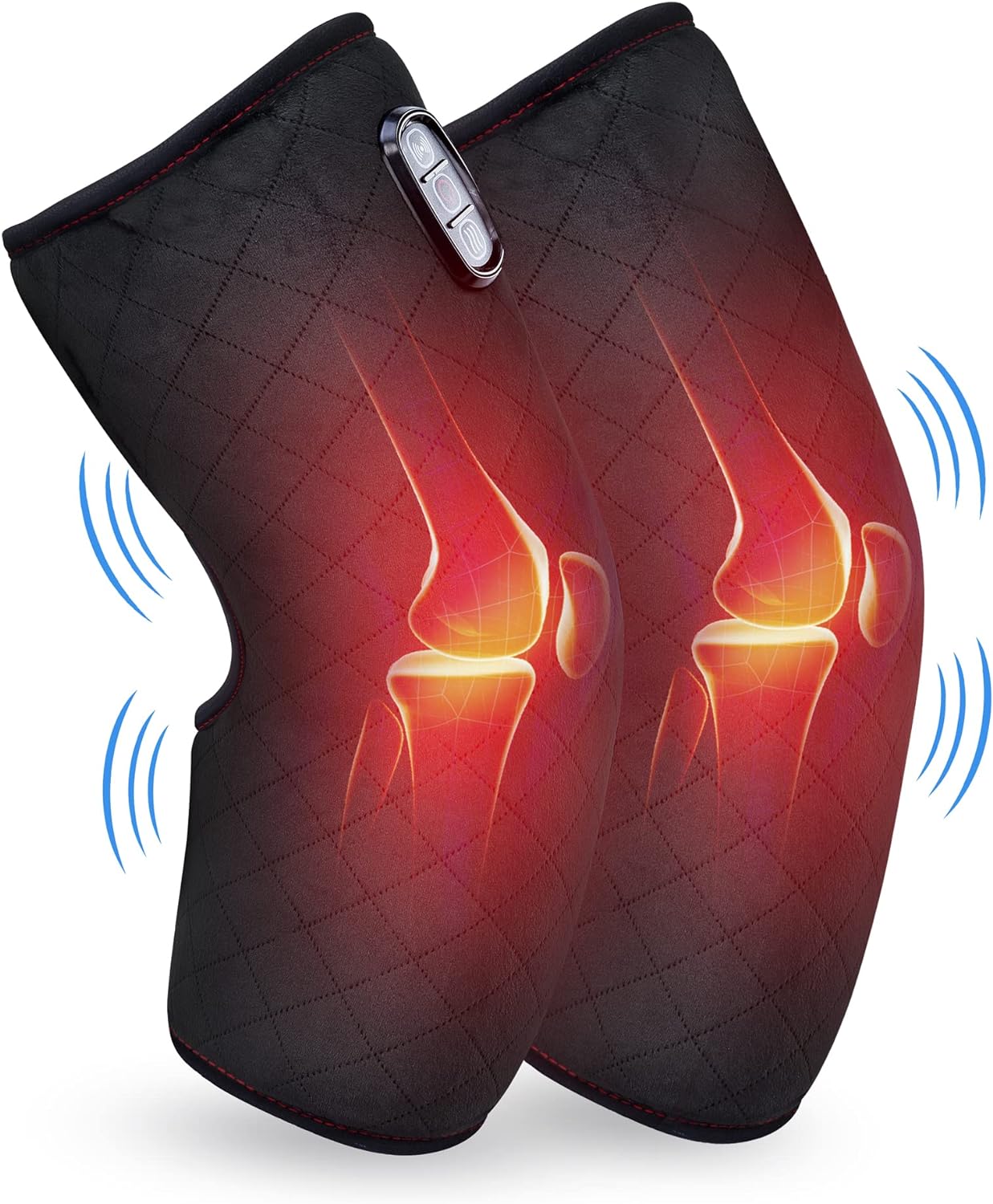 Comfier Heated Knee Massager, Knee Brace Wrap with Massage,Vibration,Heating Pad for Knee, Leg Massager, Heated Knee Pad for Stress Relief, Blood Circulation,Gifts for Men/Women