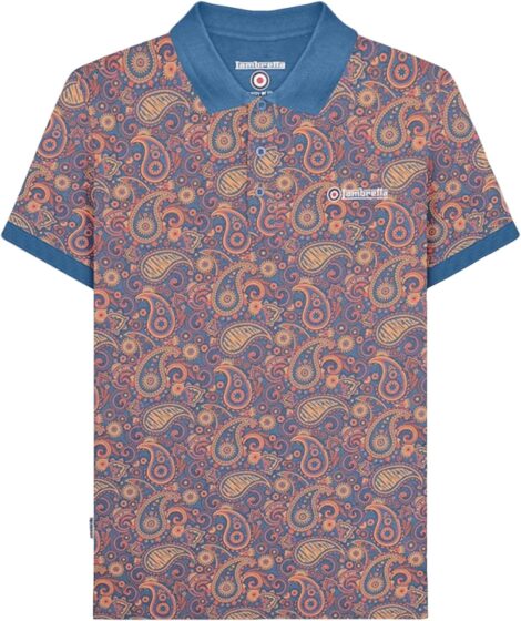 Lambretta Paisley Retro Polo Shirt: Retro-style, three-button polo shirt for men by Lambretta.