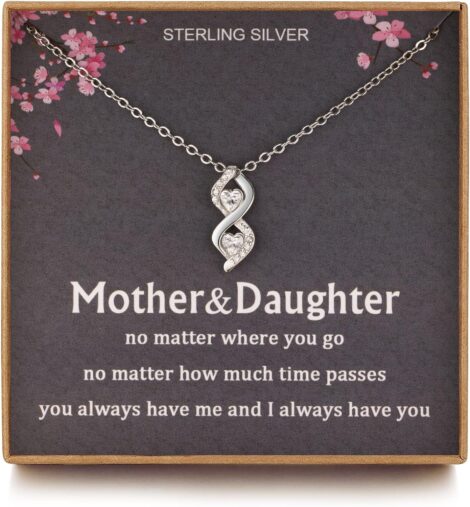 Mother-Daughter Sterling Silver Infinity Heart Necklace – Perfect Gift for Christmas or Mother’s Day