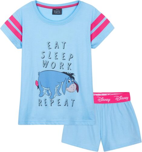 Disney Stitch Girls Pyjamas for Kids and Teenagers – Eeyore and Stitch Gifts: Soft, Breathable 2-Piece Nightwear for Girls 4-14 Years.