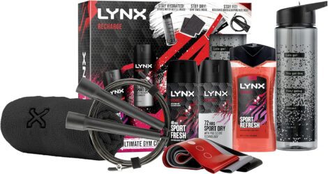 LYNX Recharge Sport Fresh Ultimate Gym Set – Resistance Bands, Skipping Rope, Water Bottle, Gym Towel.