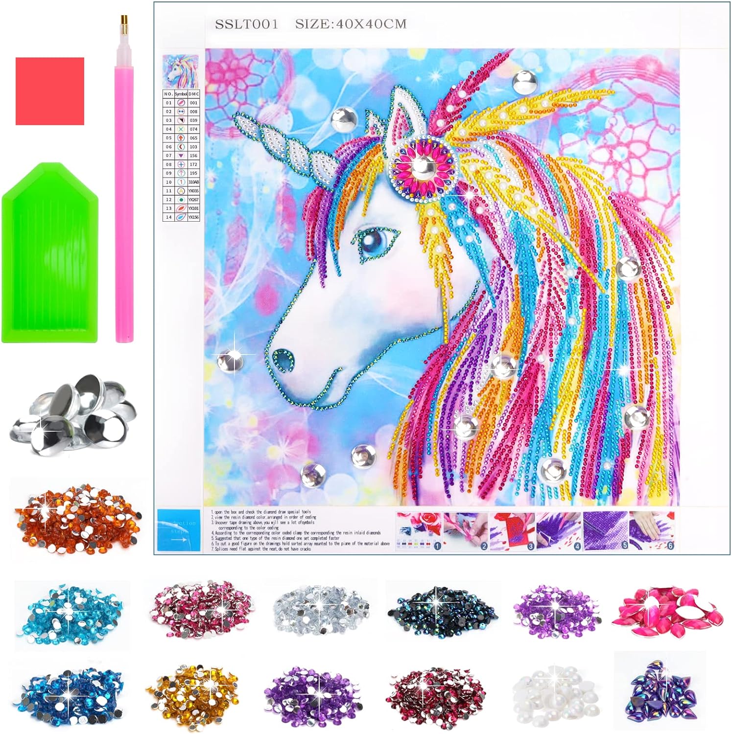 Gifts for 9 10 11 Year Old Girls, Diamond Arts Kits for Kids Age 8 9 10 11 12 Unicorn Presents Arts and Crafts for Kids Teenage Girl Toys Gifts Age 6-8-10-12 Painting By Number for Children Adults