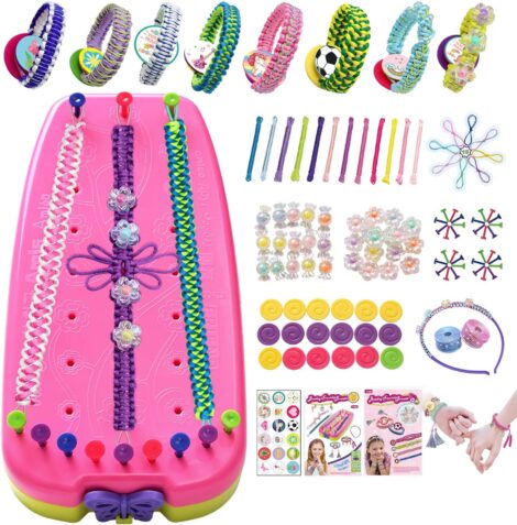 Pink DIY Friendship Bracelet Kit – 198pcs Craft Toys for Kids, Girls – Ages 6-15. Perfect Birthday/Easter Gift.