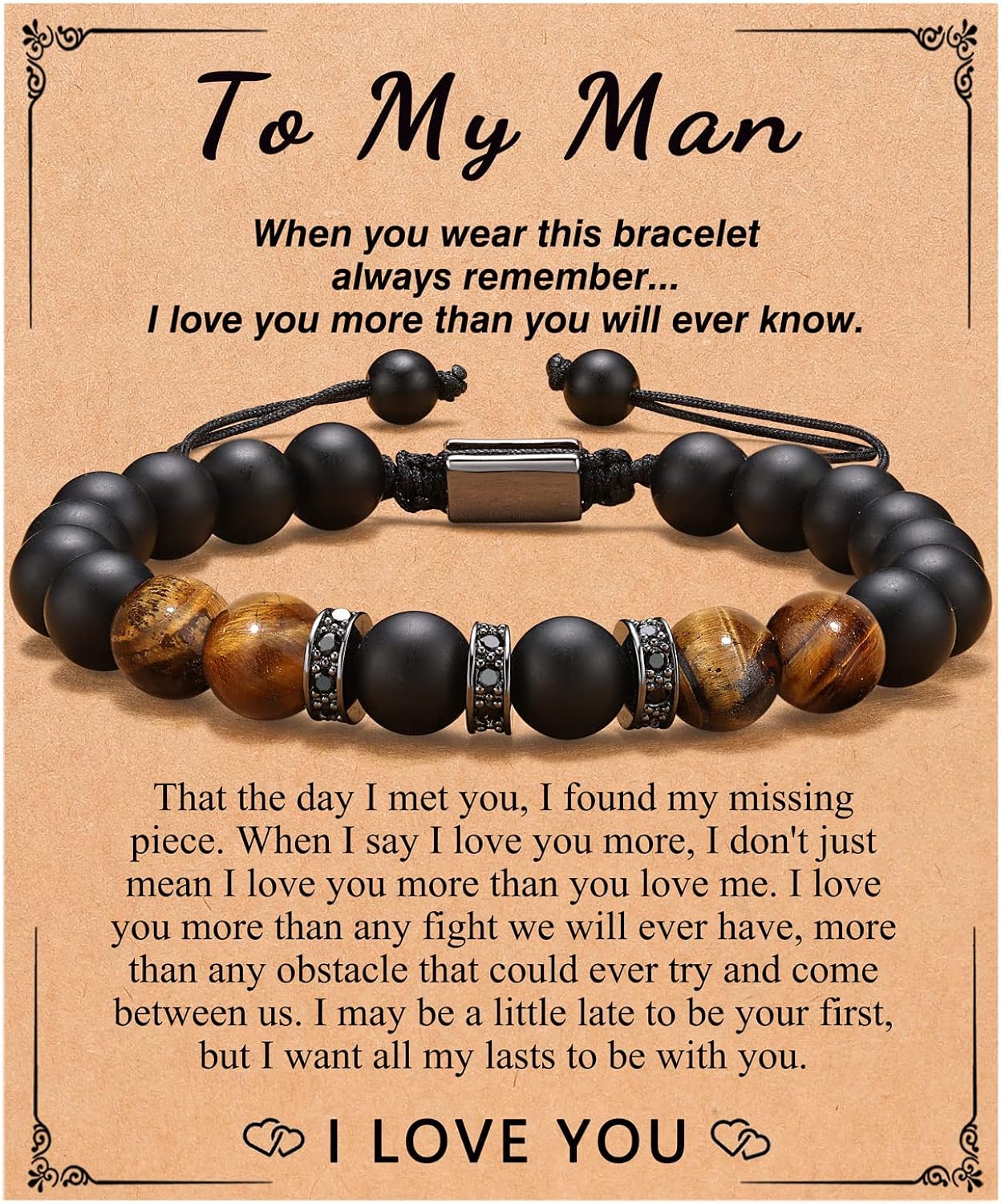 D Dongjiangjin Gift Mens Gifts for Boyfriend Husband Fiance Soulmate, To My Love Soulmate Grandpa Dad Son Grandson, Brother Anniversary Christmas Bracelet Gifts for Him