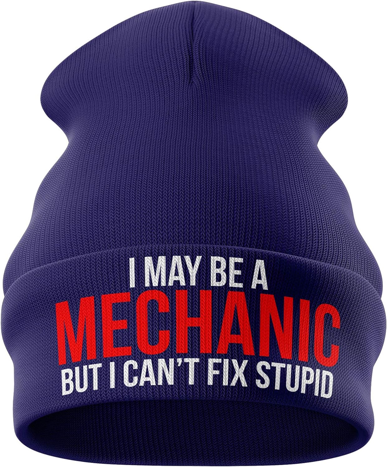 Purple Print House Mechanic Gifts - May Be a Mechanic Cant Fix Stupid - Funny Beanie Hat Mechanics Gifts Winter Hat Mens Gifts