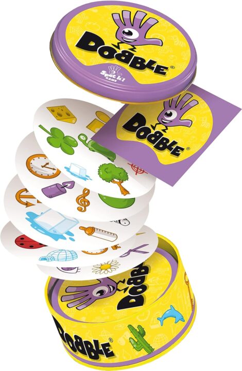 Asmodee Dobble: Fast-paced Card Game for Ages 6+, 2-8 players, 15 min playtime.