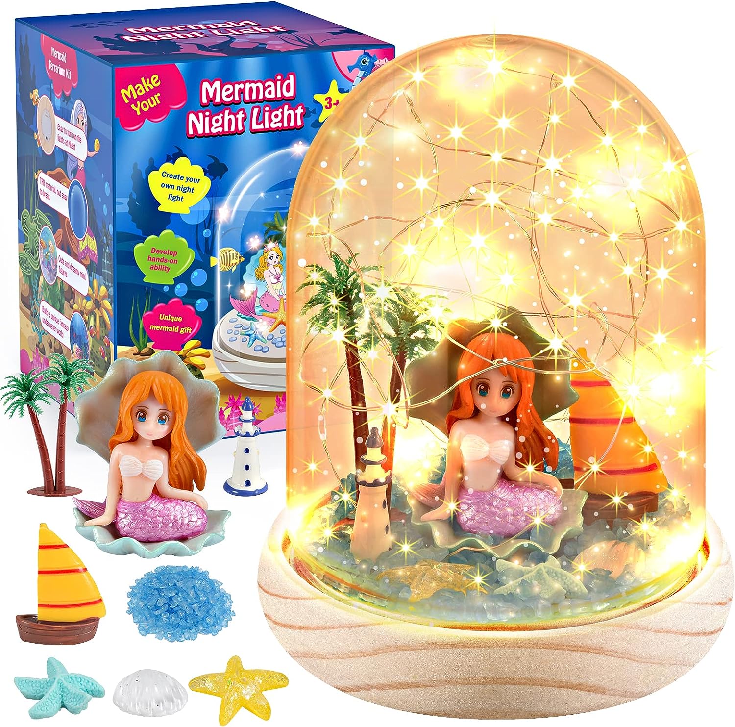 Dislocati 3-9 Year Old Girl, Mermaid Toys Arts and Crafts for Kids Presents for 3-8 Year Old Girls Night Light for Birthday Gifts for Girls Age 3-8 Halloween Toys