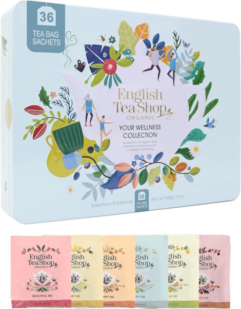 English Tea Shop: Organic Wellness Gift Tin with 36 Tea Bags – 6 Flavours