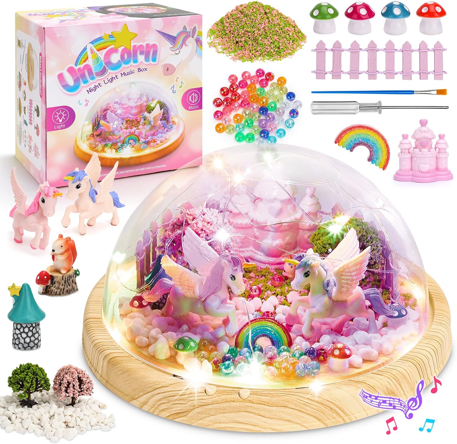 Girls Toys Age 4 5 6 7 8 9, Fairy Lighting Unicorn Gifts for 5-9 Years Old Girls DIY Music Box Christmas Arts and Crafts Presents for 4-10 Year Olds Kids Girls Friends Halloween Birthdays Gifts