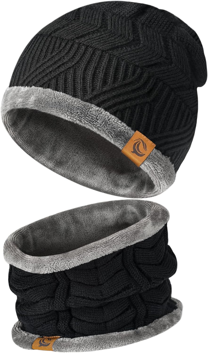 Christmas Presents for Men Beanie Hat - Mens Gifts Winter Hat and Scarf Set for Men Advent Calendar 2023 Thermal Hats, Stocking Fillers Secret Santa Gifts for Men Dad Him Xmas Gifts, Black, One Size