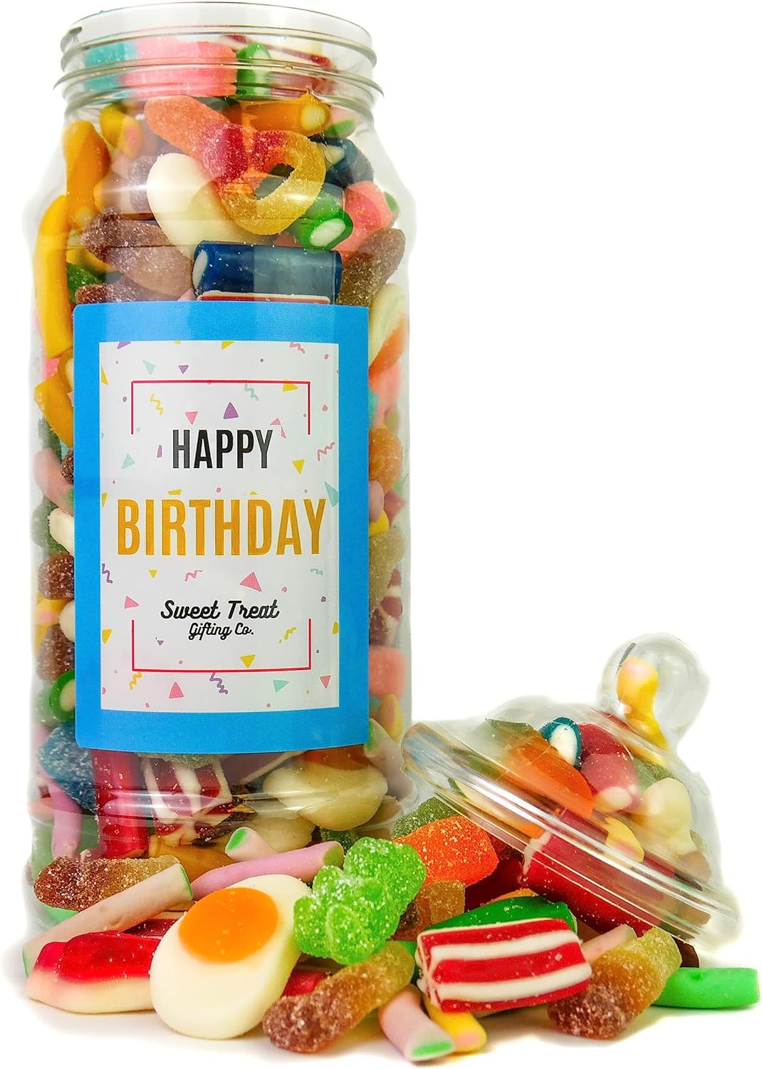 Happy Birthday Pick n Mix Sweet Jar Classic Retro Pick and Mix Jar 24cm x 9cm 650g Sweet Treat Gifting Co.