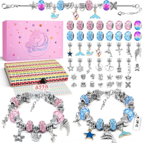 BIIB Unicorn Charm Bracelet Kit: Arts and Crafts for Girls Ages 6-12, Great Easter & Stocking Fillers.