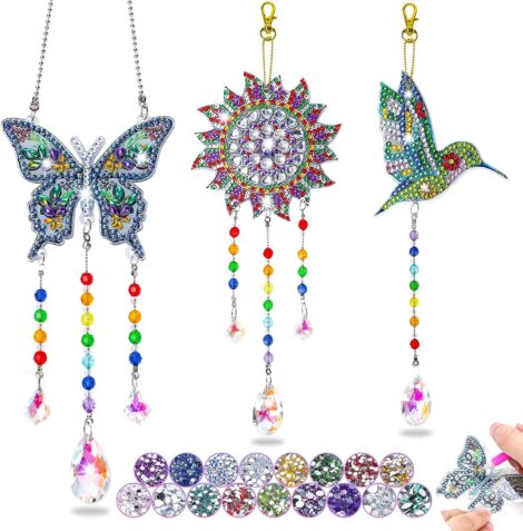 Dikence 5D Diamond Painting Kits: Rhinestone Wind Chimes for Home & Garden Décor.