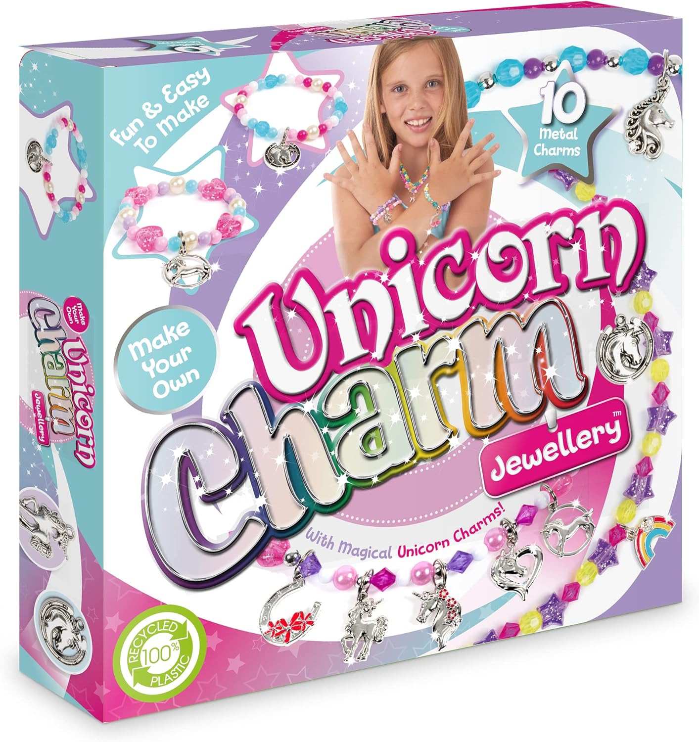 Craftbox CB806 Unicorn Charm Jewellery Craft Set, Mixed