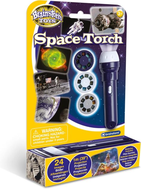 Blue Space Torch & Projector, 11cmx3cm, by Brainstorm Toys.