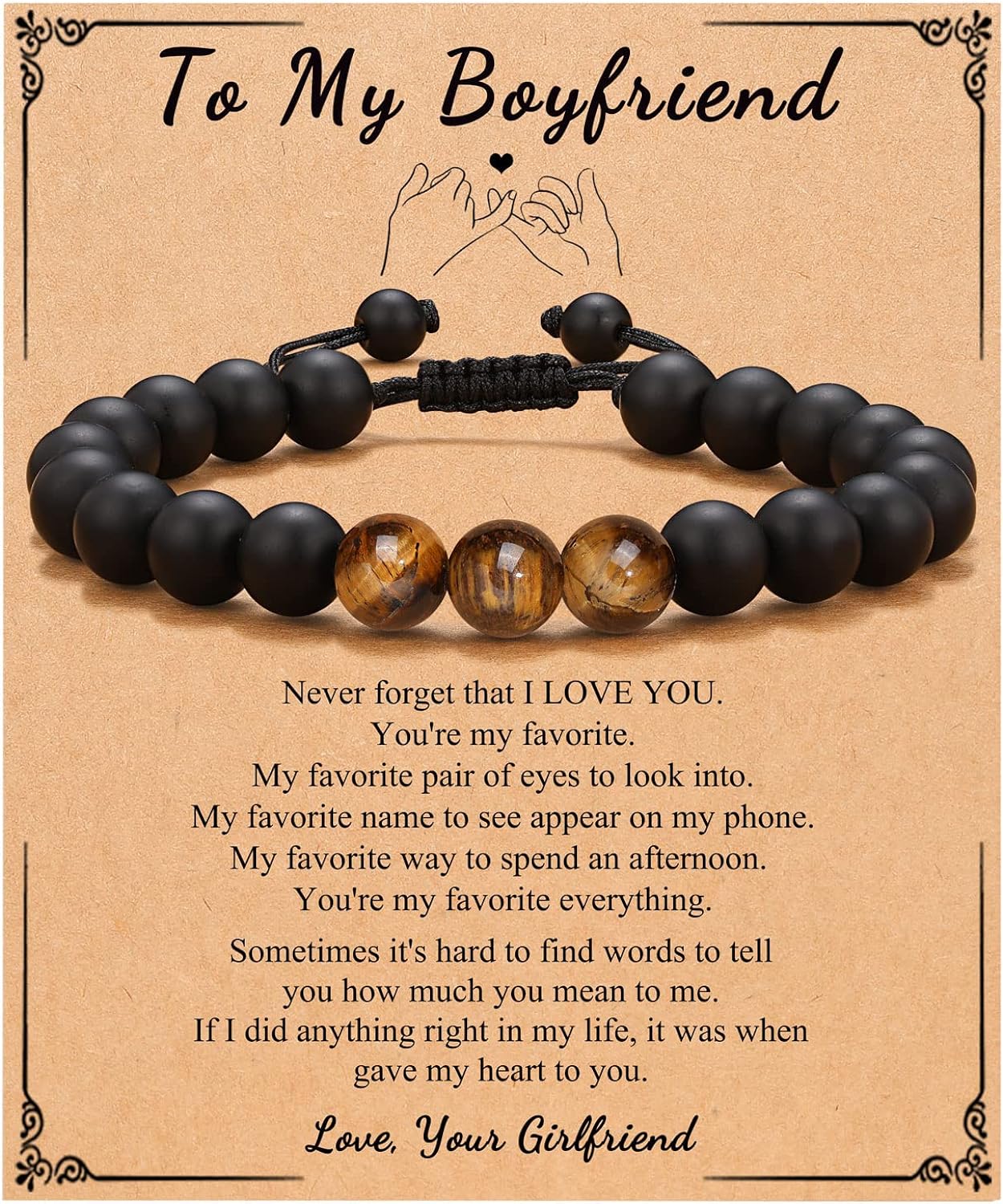 To My Man Bracelet Gifts for Boyfriend Husband Dad Son Uncle Grandpa Brother Fiance Anniversary Birthday Christmas Father's Day Gift for Men Boys Him