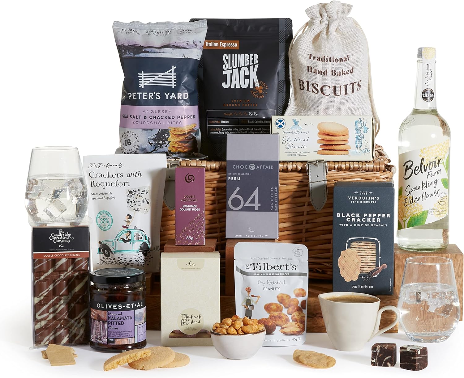 Luxury Alcohol Free Hamper - Food Gift Hampers - Traditional Food Hampers in Wicker Basket - Non Alcoholic Gift Baskets