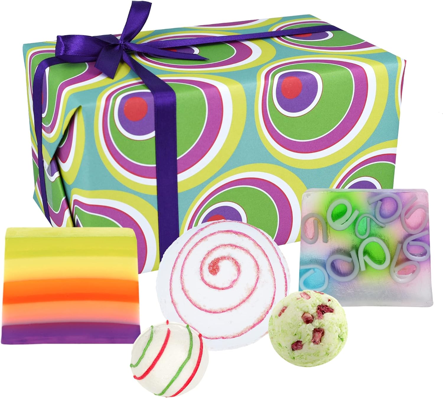 Bomb Cosmetics Funkadelic Handmade Wrapped Bath & Body Gift Pack [Contains 5-Pieces], 420g Multicolor