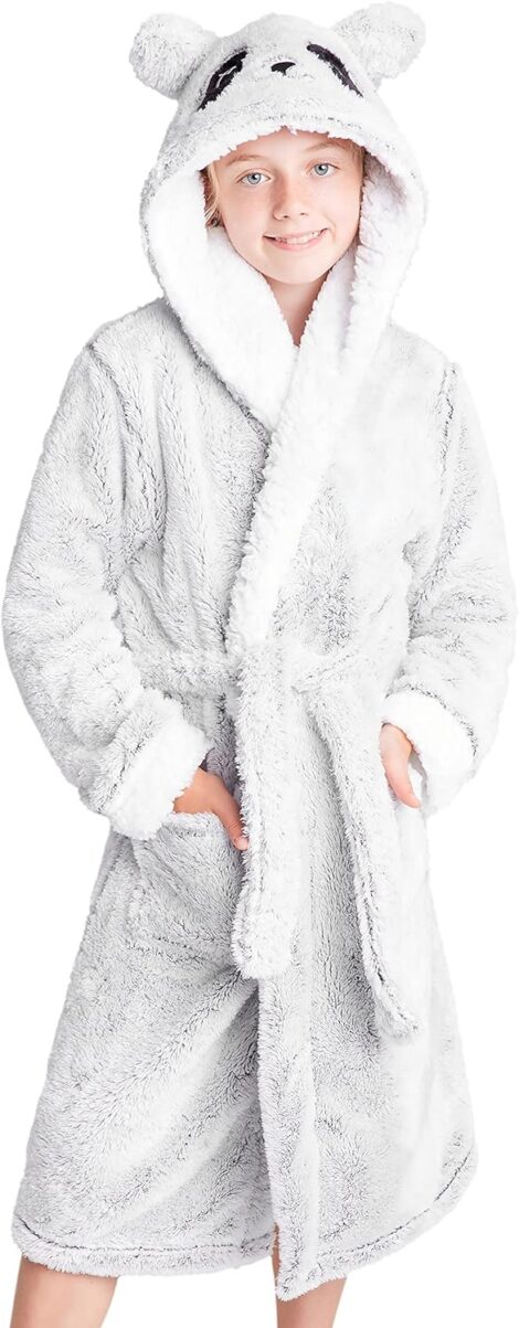 CityComfort Kids’ Sloth Panda Fluffy Fleece Dressing Gown: Cozy and cute robe for girls.