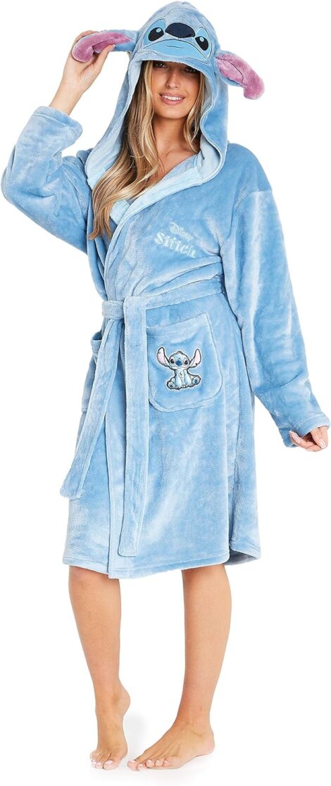 Stitch Disney Gifts– Disney Stitch Fleece Hooded Women’s Robes: Perfect Disney gift for ladies.