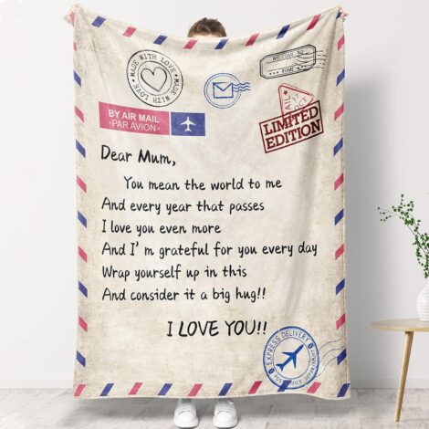 Mum Gifts: Custom Message Fleece Blanket, Perfect for Birthdays, Mother’s Day, and Thank You’s (152 x 127CM)