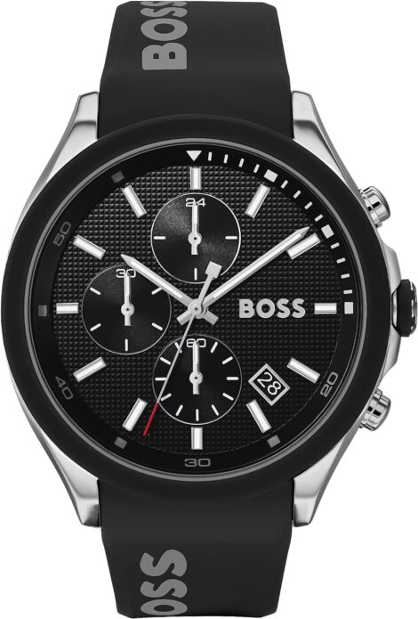 Men’s BOSS VELOCITY Collection Quartz Chronograph Watch with Silicone band.
