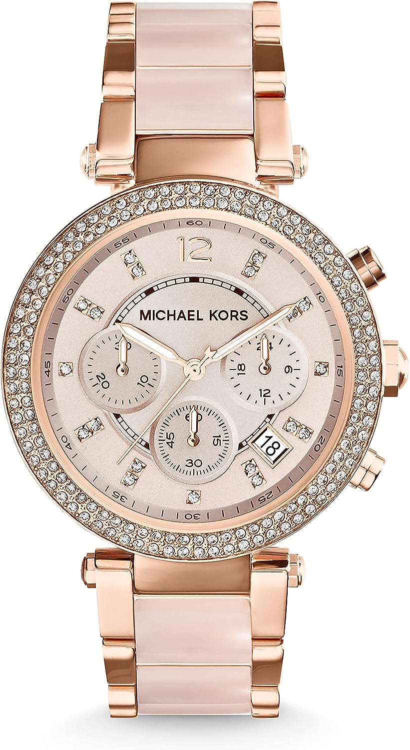 Michael Kors Watch for Women Parker, 39mm case size, Chronograph Movement, Stainless Steel Strap