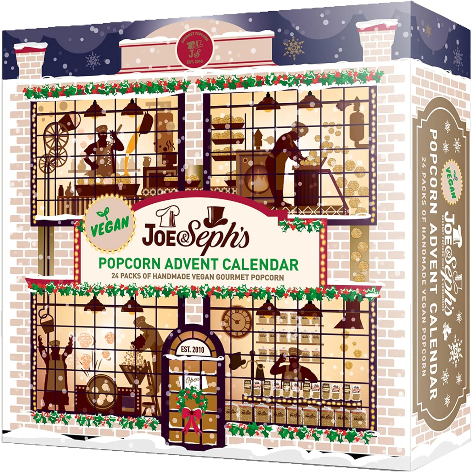 Joe & Seph’s Vegan Advent Calendar 2023 Chocolate Popcorn -24x Individual Bags Ideal sweet advent calendar 2023 As a Gift For Him or Gift For Her