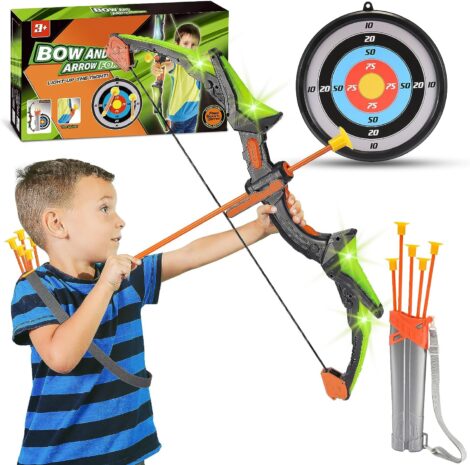 Veopoko Outdoor Toy Bow and Arrow Set for 5-10 Year Old Kids, Boy and Girl Gifts.