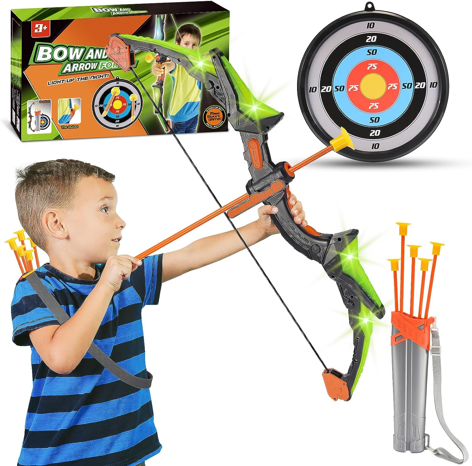 Veopoko Outdoor Toys for 5 6 7 8 9 Year Old, Bow and Arrow Set Kids Toy Age 3-12 Boy Gifts Age 4-9 Year Old Boys Toys Age 6 7 8 Girl Gifts for 5-10 Year Old Boys Archery Set Kid Garden Toy Age 6-9