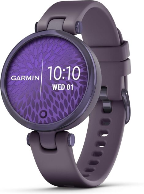 Garmin Lily Sport Smartwatch – Sleep Monitor, Midnight Orchid with Deep Orchid Case and Band.