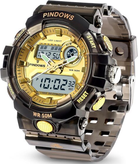 PINIDOUS Womens Digital Sports Watch, Water-resistant LED Display with Alarm and Stopwatch.