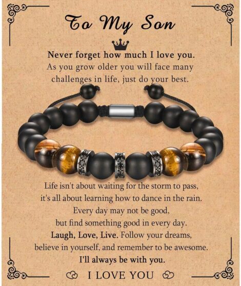 KORAS Men’s Bracelet with Tiger Eye Beads – Stylish Gift for Him or Dad On Special Occasions