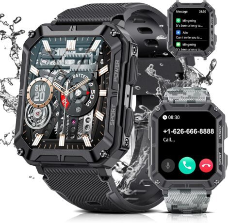 Men’s Smart Watch with HD Screen, Fitness Tracking, Water Resistance, Multiple Sports Modes, and AI Voice.