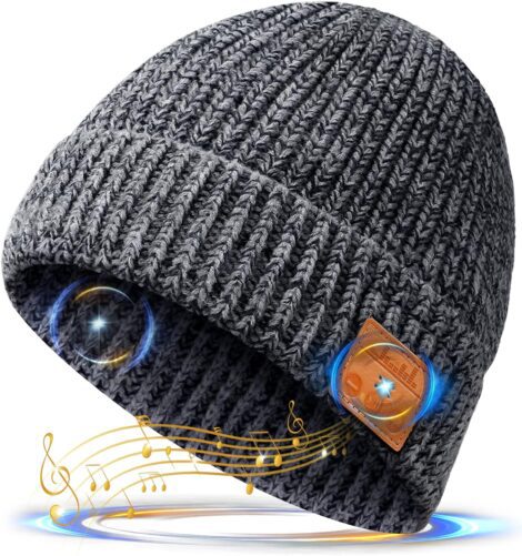 Bluetooth Beanie Hat – Christmas Stocking Fillers, Music Knit Hat with Headphones – Cool Tech Gifts.