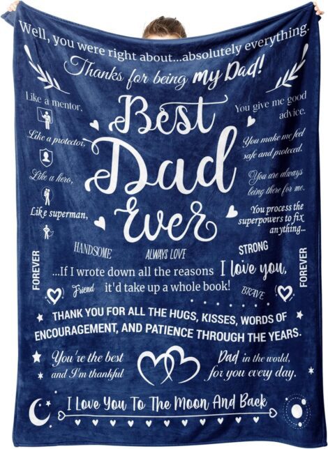 Niyewsor Dad Gifts Blanket – Daughter Son, Birthday & Christmas Presents, Best Dad Ever Blanket.