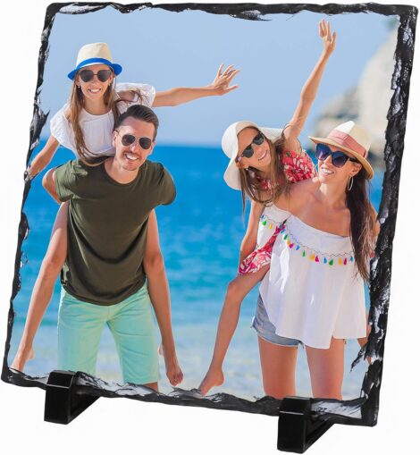 15cm Personalised Curved Banana Matte Photo Rock Slate – Add Your Own Photo.