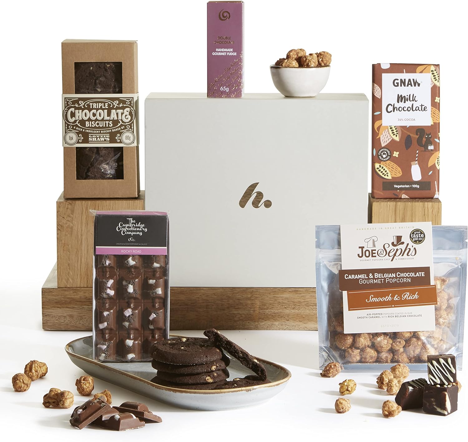 Heavenly Chocolate Hamper - Gourmet Food Gift Hamper | Handmade Fudge, Artisan Chocolate, Luxury Popcorn, Indulgent Biscuits | Hampers & Gourmet Gifts, Chocolate Hamper For Men & Hampers For Women