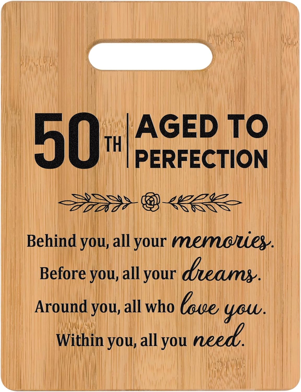 Elequaint 50th Birthday Gifts for Women Men, 50 Years Old Birthday Gifts for Her Mum Sister Auntie Wife, Happy 50th Birthday Decorations, Personalised Bamboo Cutting Board Gift - Turning 50th