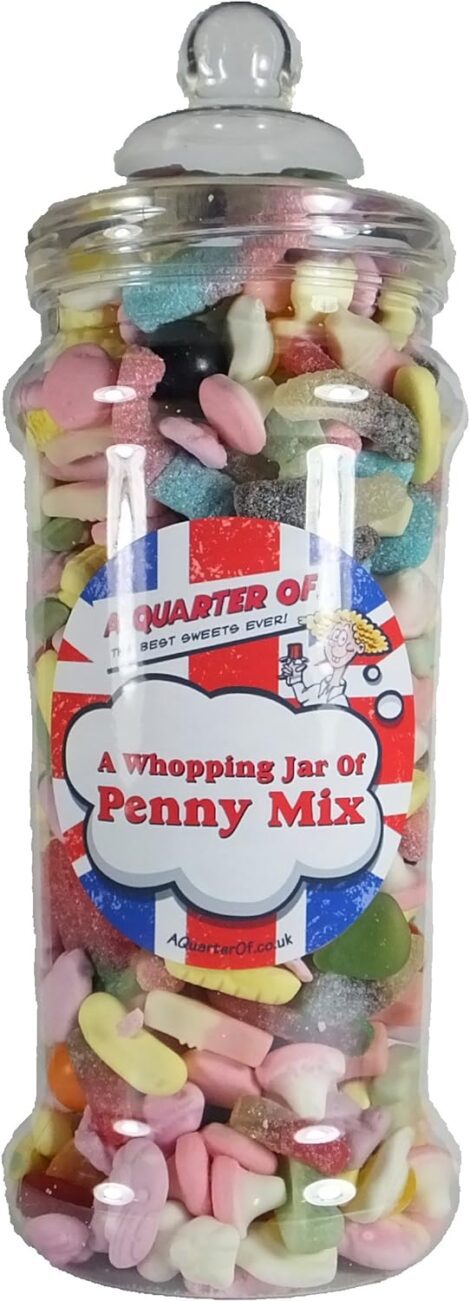 Retro Sweetshop “Whopping Penny Mix” Gift Jar: Perfect Birthday Present for Everyone, 1.7kg Retro Sweets.