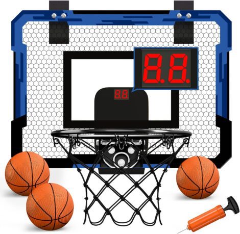 QDRAGON Mini Basketball Hoop Set – Perfect Indoor Toy for Kids, Adults with Complete Accessories.