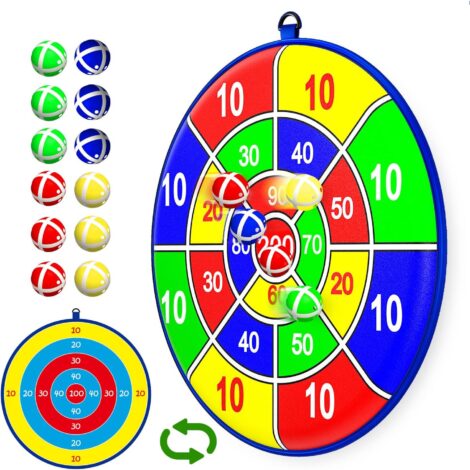 25.5in Large Kids Dart Board Set with 12 Sticky Balls – Perfect for Indoor/Outdoor Fun!