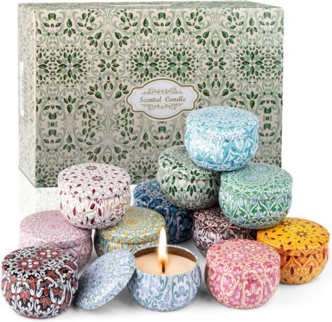 12-pack of scented candles, perfect gift set for women, including soy wax candles ideal for birthdays, Christmas, and appreciation.